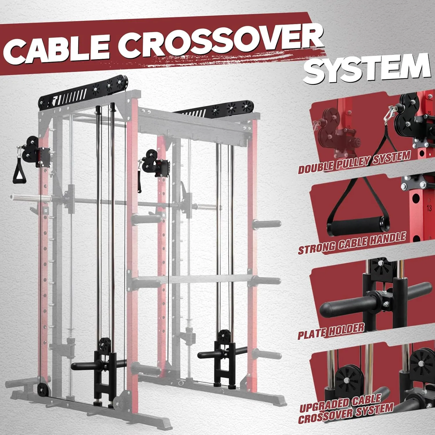 RitFit M1 & M1 Pro Smith Machine Weight Stack Set with Cable Crossover System, Multi-Function Squat Rack Power Cage for Home Gym, Power Rack and Packages