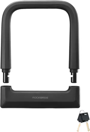 ROCKBROS Bike U Lock Heavy Duty Anti Theft Carbon Steel Bicycle Lock Suitable for Road, Mountain, and Scooter Bikes