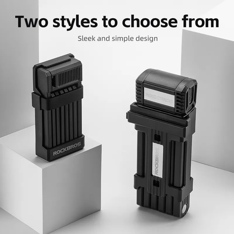 ROCKBROS MTB Road Bike Lock Key Folding Lock E-Bike Motorcycle Steel Lock Portable Antirust Anti-theft