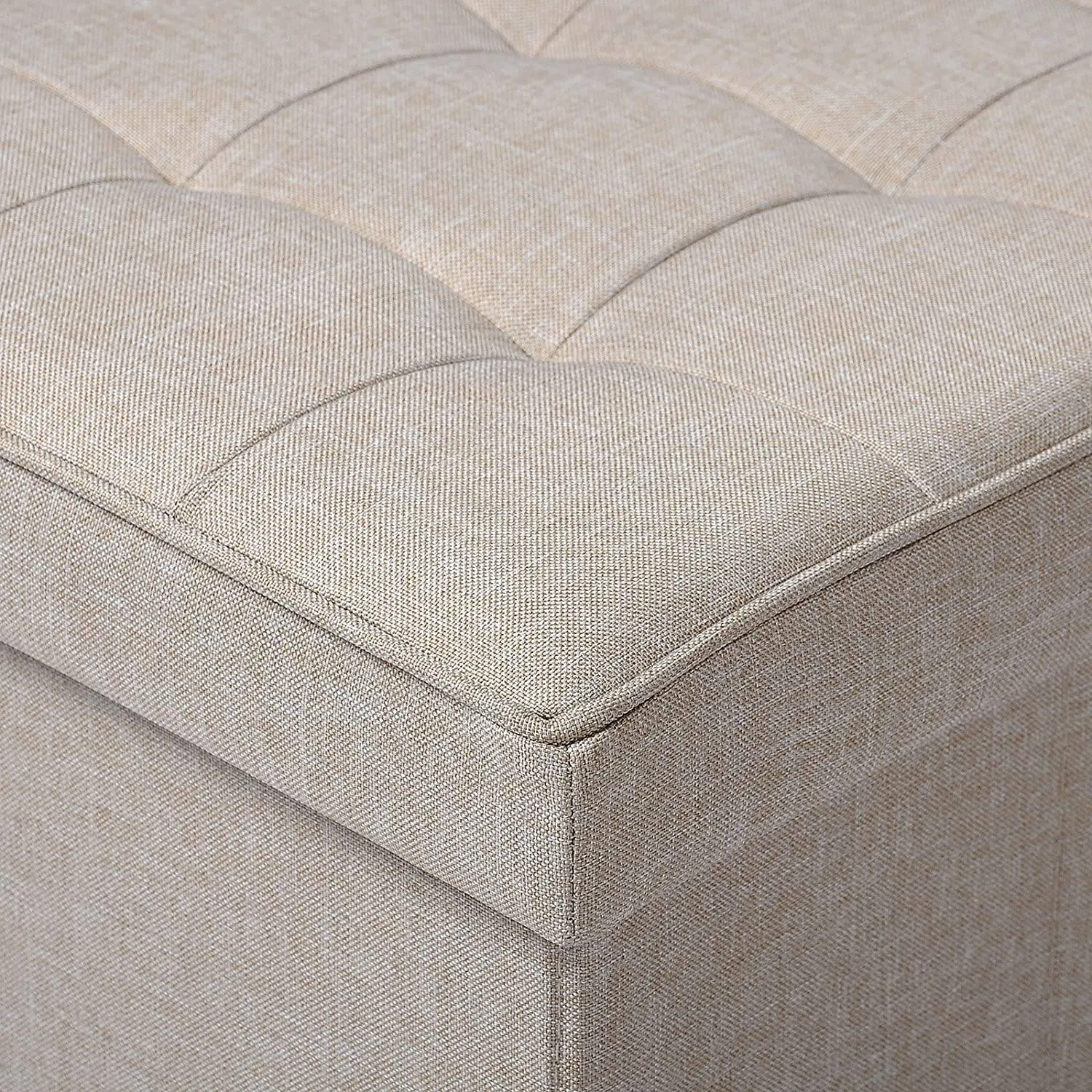 Rootz Foldable Storage Stools - Ottoman Stools - Space-Saving Furniture - Linen Material - 37.5cm x 37.5cm x 38cm