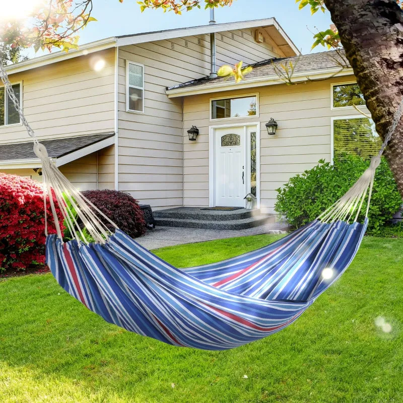 Rootz Outdoor Rod Hammock - Travel Hammock - Camping Hammock - Comfortable Cotton & Polyester - Easy Transport with Carry Bag - 310cm x 150cm - Supports Up to 180kg