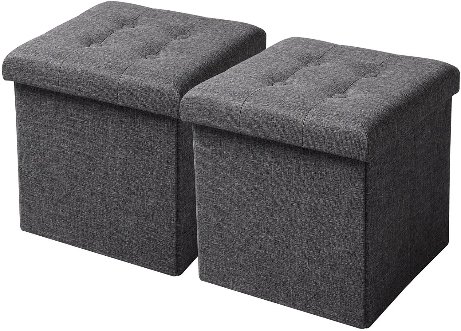 Rootz Storage Stool - Folding Bench - Ottoman - MDF & Linen - 38L Storage - Breathable Cover - 37.5cm x 38cm x 37.5cm