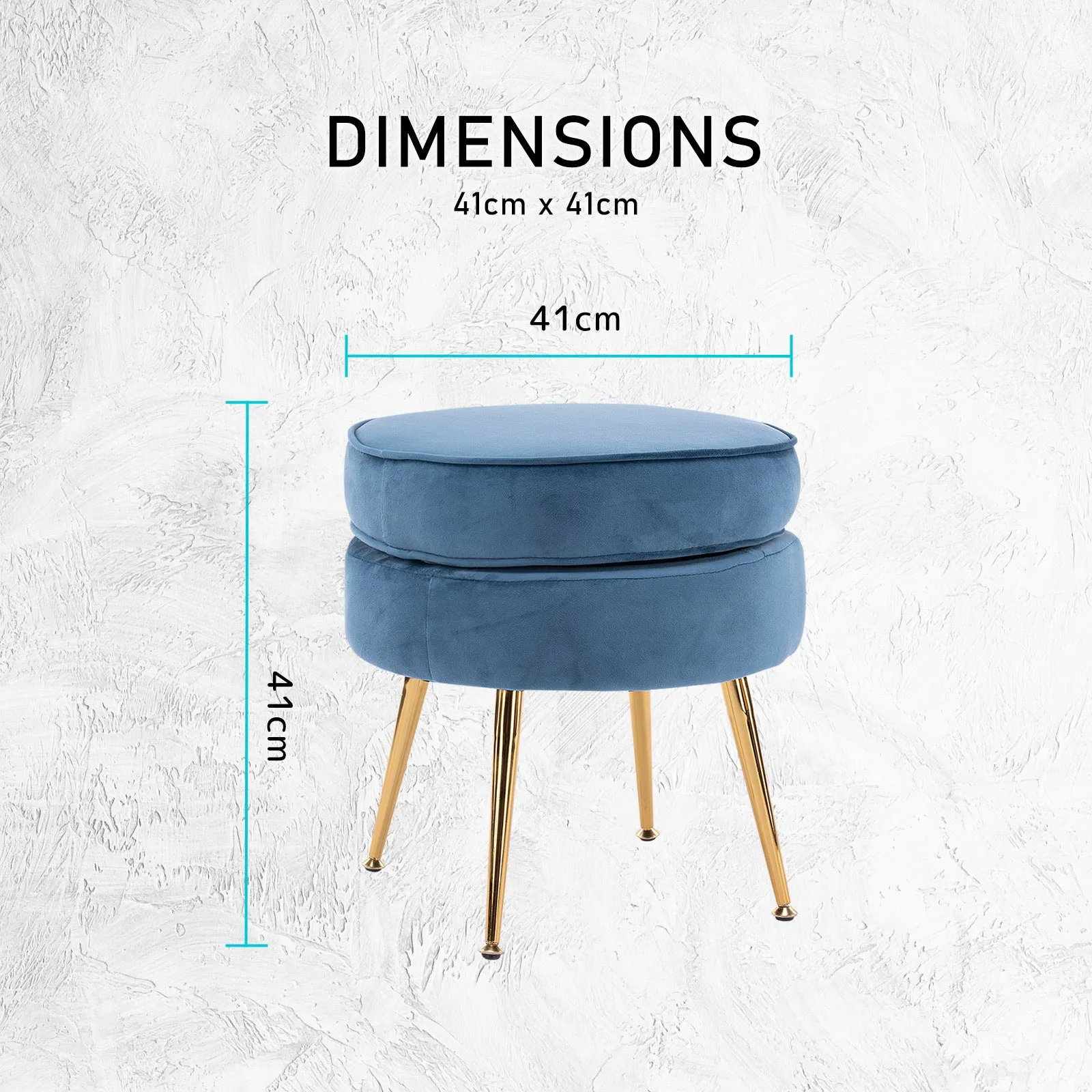 Round Velvet Foot Stool Ottoman - Blue