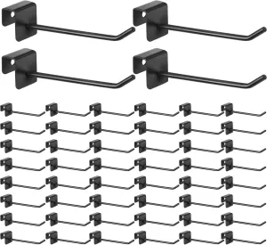 Sadnyy 48 Pcs Slatwall Hooks Accessories 4 Inch Metal Panel Square Tube Peg Heavy Duty Display Hooks for Hanging Scarf Hat Key Jewelry(Black)