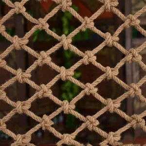 Safety Anti-Fall Fence Net for Children Pet Cat,Cargo Net Climbing Rope,Playground Climbing Children Net Woven Rope Truck Trailer Netting Swing Treehouse Hammock Rope (Jute, 1Mx7M(3.3FTx22.9FT))