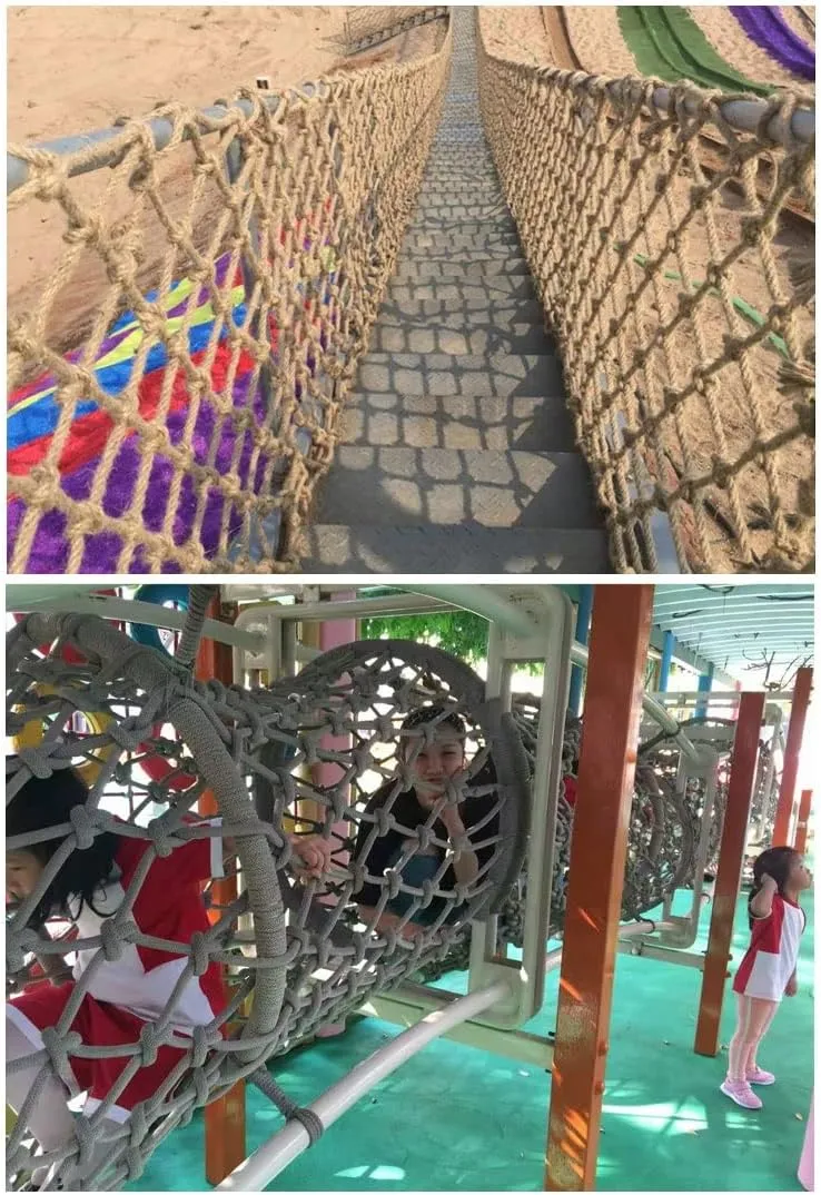 Safety Anti-Fall Fence Net for Children Pet Cat,Cargo Net Climbing Rope,Playground Climbing Children Net Woven Rope Truck Trailer Netting Swing Treehouse Hammock Rope (Jute, 1Mx7M(3.3FTx22.9FT))