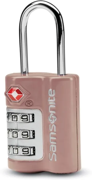 Samsonite 3-Dial Combination Lock, TSA Approved Travel Lock, Dusty Rose