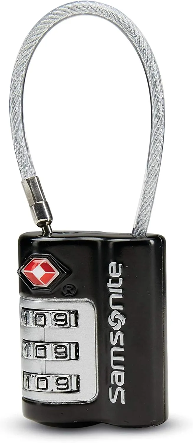 Samsonite 3 Dial TSA Cable Lock, Black, International Carry-on (Model: 91166-1041), Black, International carry-on, 3 Dial TSA Cable Lock, Black, International carry-on, 3 Dial TSA Cable Lock