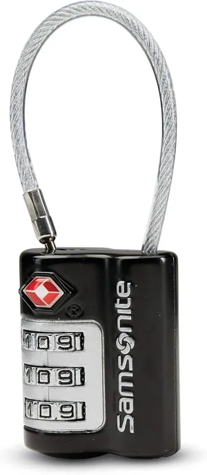 Samsonite 3 Dial TSA Cable Lock, Black, International Carry-on (Model: 91166-1041), Black, International carry-on, 3 Dial TSA Cable Lock, Black, International carry-on, 3 Dial TSA Cable Lock