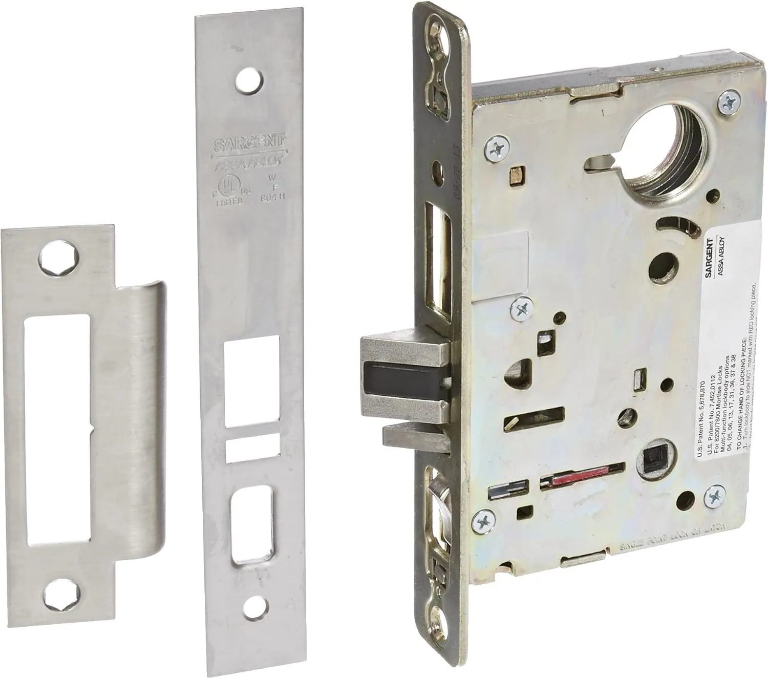 Sargent 8200 Series Satin Chrome Plated Office or Entry Mortise Lock (Pack of 1)
