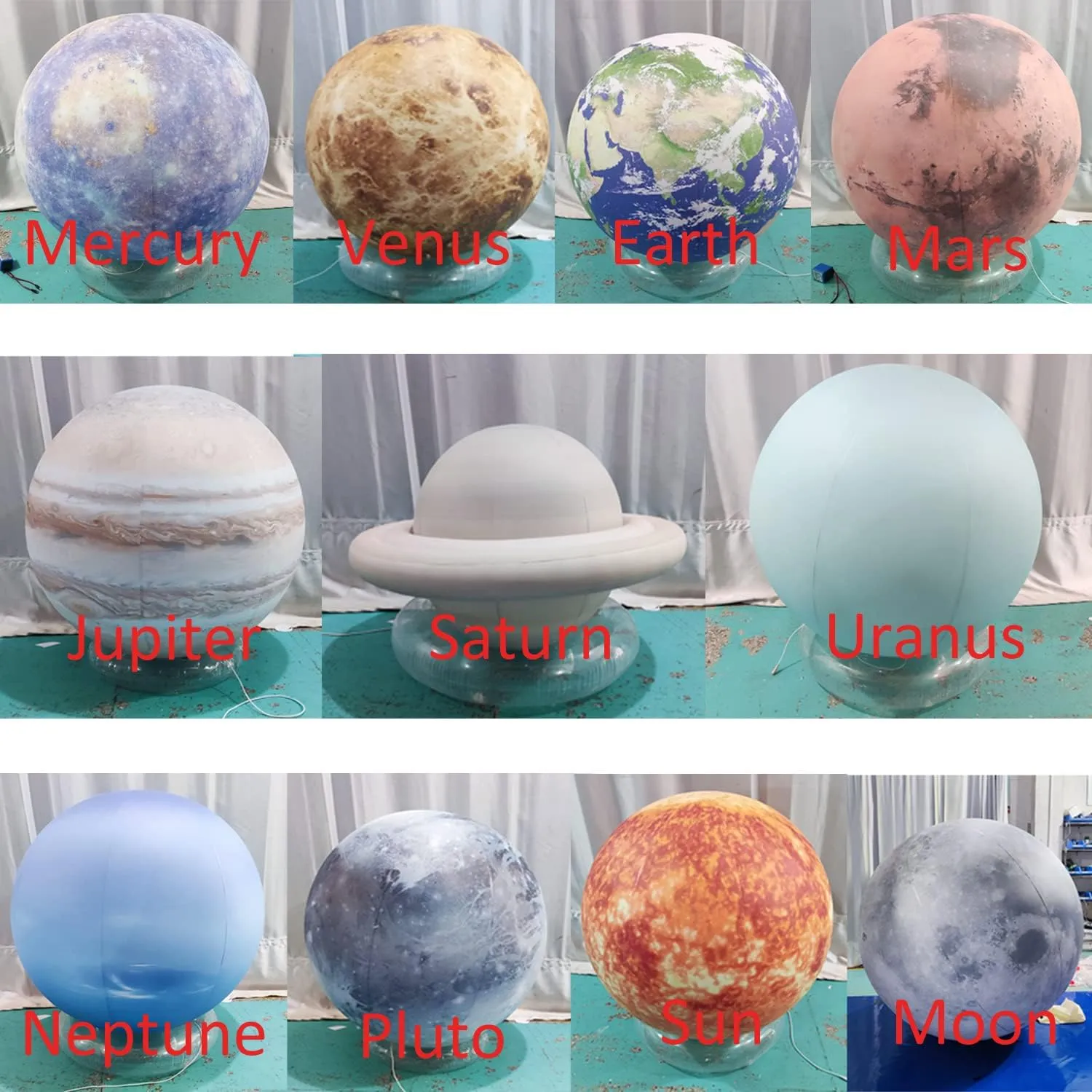 Sayok 0.25mmPVC 60'' Large Inflatable Planets Solar System (Eight Planets   Pluto   Sun   Moon-11pcs) Inflatable Planet Balloons with Air Pump for Children Early Learning Toys Educational Institution