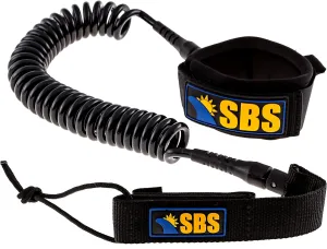 SBS 10' Coiled SUP Leash - Guaranteed for Life - Premium Design for Flat & Open Water Stand Up Paddle Board