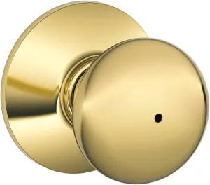 Schlage F40 V PLY 605 Plymouth Door Knob, Bed & Bath Privacy Lock, Bright Brass