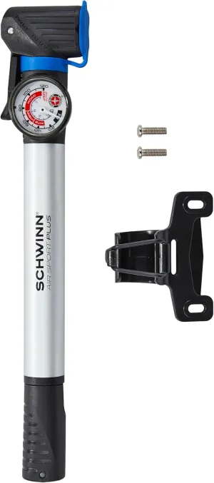 Schwinn Air Sport Mini Bike Pump, Foot to Floor or Hand Pump Option, Fits Schrader and Presta Valve Types, Easy-to-Carry Portable and Convenient Design, Bicycle Essentials for Easy Road Riding