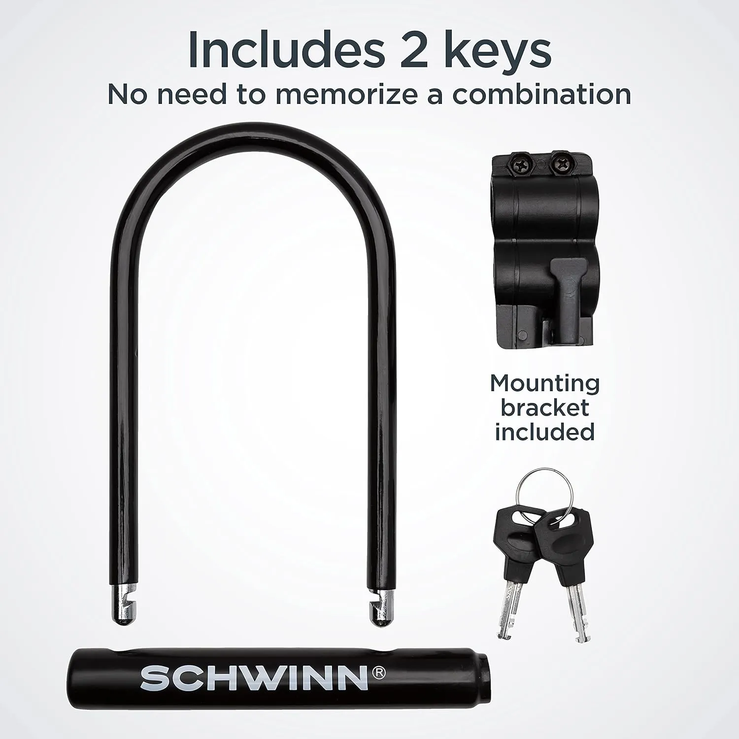 Schwinn Bike Locks, Key Lock U-Lock or Lighted Lock Options, Heavy Duty Anti Theft, Lock for Outdoor Equipment and Bicycle