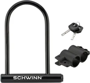 Schwinn Bike Locks, Key Lock U-Lock or Lighted Lock Options, Heavy Duty Anti Theft, Lock for Outdoor Equipment and Bicycle