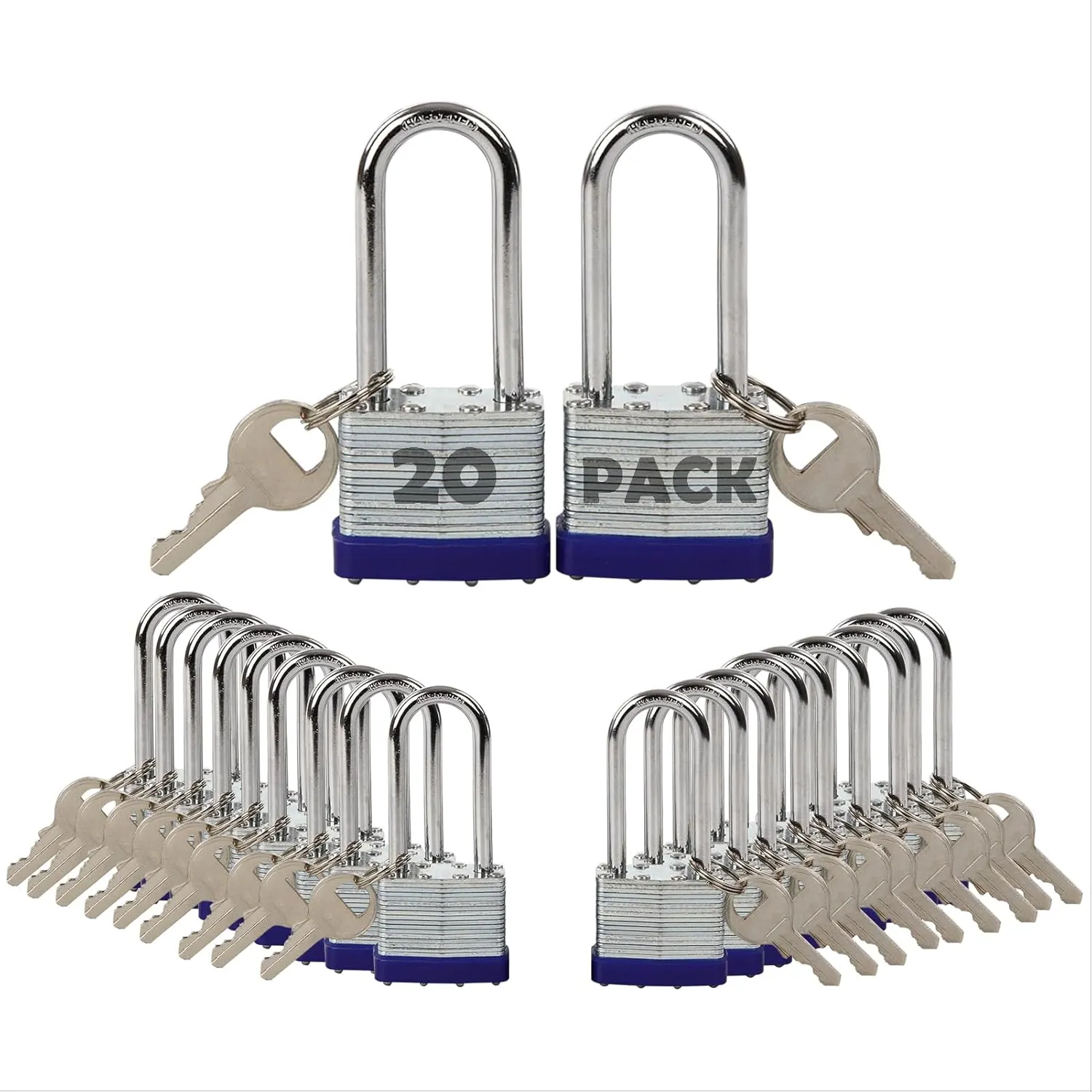 SEPOX® 20-Pcs Pack Keyed-Alike Lock Set | Sturdy Hardened Steel | Long Shank Secure | 1-9/16" 40MM Heavy-Duty Body | Same Keys 2 Pcs Each | Superb for Lockers, Tools Box, Fence