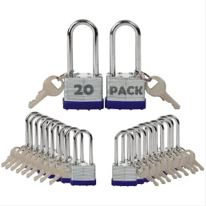 SEPOX® 20-Pcs Pack Keyed-Alike Lock Set | Sturdy Hardened Steel | Long Shank Secure | 1-9/16" 40MM Heavy-Duty Body | Same Keys 2 Pcs Each | Superb for Lockers, Tools Box, Fence