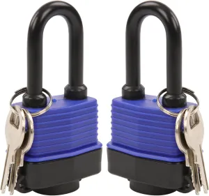 SEPOX® 2Pcs Heavy-Duty 44mm 1.75" Out-Door Padlock Keyed-Alike, Water-Proof Cover, Steel Lock with Same-Key, Weather-Proof Extra-Long-Shackle Anti-Rust, Brass Cylinder for Boat,Fishing, Marine,Fence