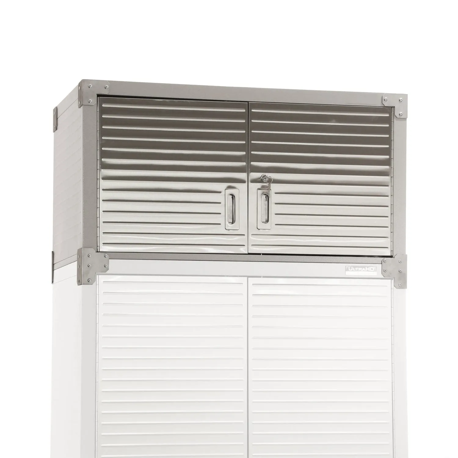 SEVILLE CLASSICS 12 Piece Garage Storage System   Mounting Kit - Timber Top Workbench, Cabinet & Draw Rolling Cabinets