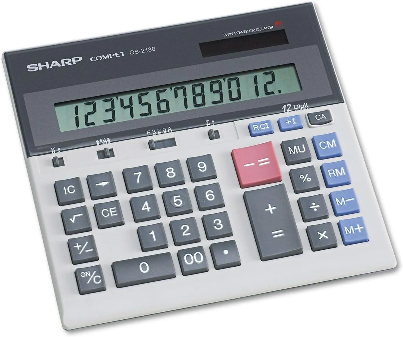 Sharp QS-2130 Twin Powered Display 12 Digit/Carton of 10 Calculators