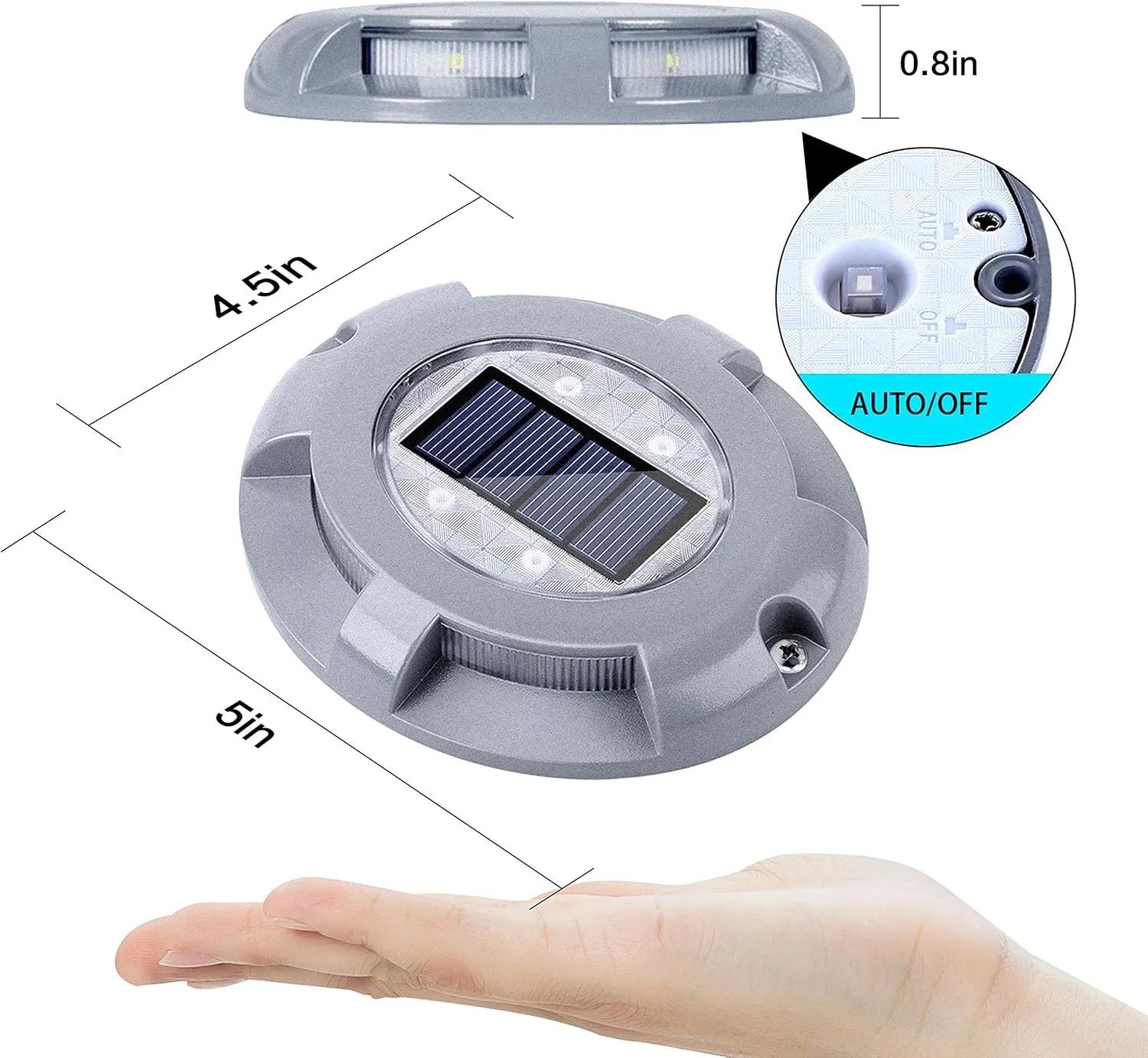 SIEDiNLAR Solar Deck Lights Driveway Dock Light LED Solar Powered Outdoor Waterproof Road Markers for Garden Step Sidewalk Stair Ground Pathway Yard 12 Pack (Blue)
