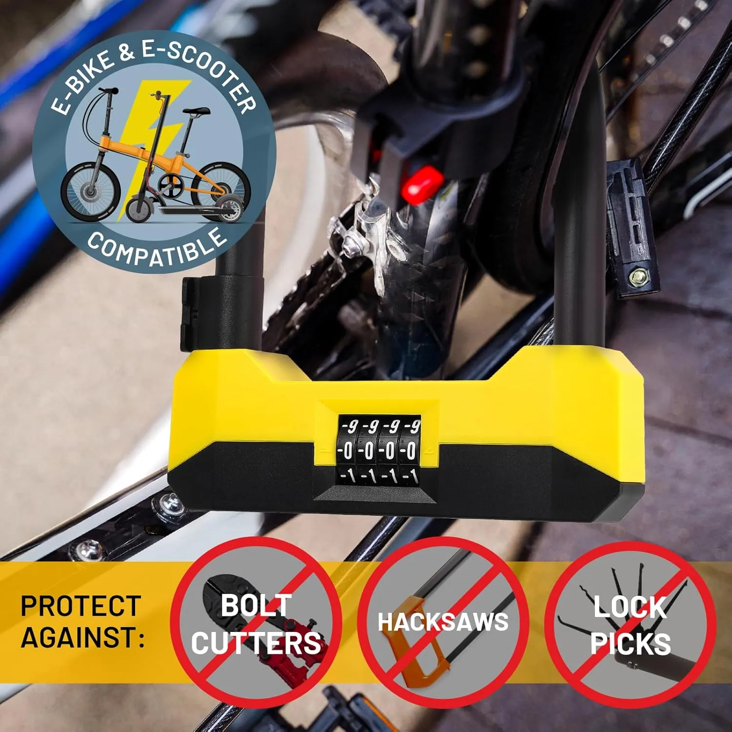 Sigtuna Bike U Lock Combination, Combination Heavy Duty Anti Theft, Bike Lock with 18mm Shackle, Bicycle Lock with Sturdy Mounting Bracket for Bicycle, E-Bike, Scooter, Outdoor Equipment