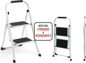 Simpli-Magic Step Ladder, 2 Step Stool Ergonomic Foldable with Wide Anti-Slip Pedal, Multi-Use for Household, Kitchen and Office (350 LBS Capacity)