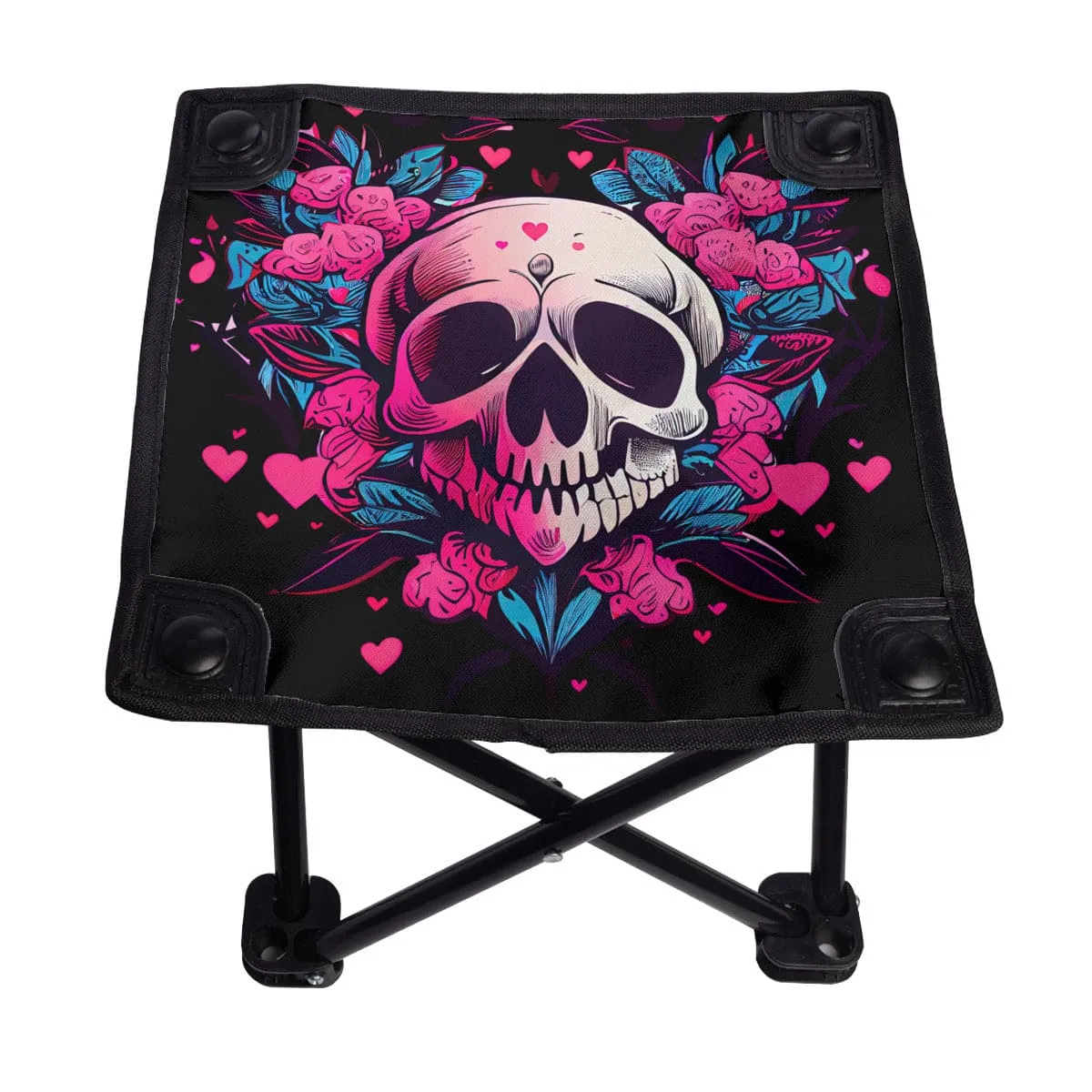 Skull Heart Folding Fishing Camping Stool