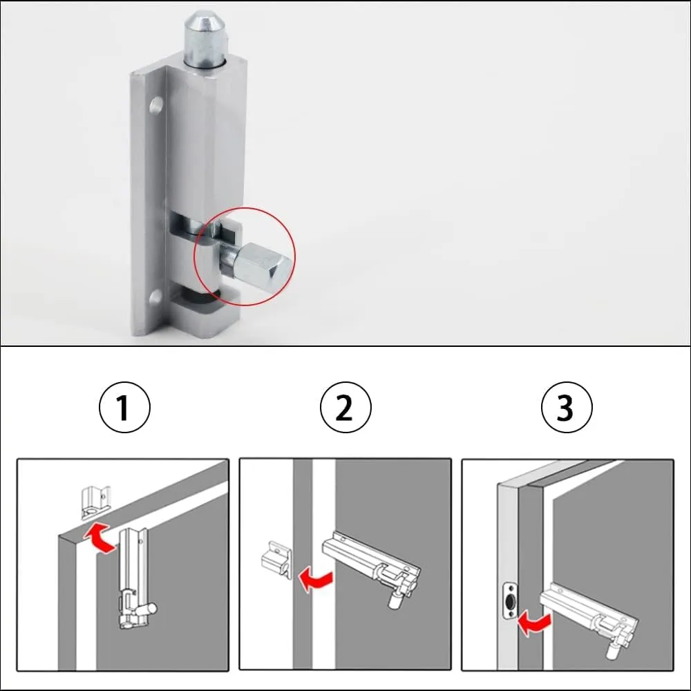Slide Door Bolt Latch, Barrel Bolt with Aluminium Alloy Base Stainless Steel Latch Core, Heavy Duty Solid Gate Sliding Latch Lock Security Guard Hardware, Included Screws, 4.56in - 4pack