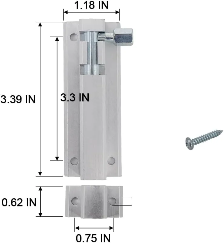 Slide Door Bolt Latch, Barrel Bolt with Aluminium Alloy Base Stainless Steel Latch Core, Heavy Duty Solid Gate Sliding Latch Lock Security Guard Hardware, Included Screws, 4.56in - 4pack