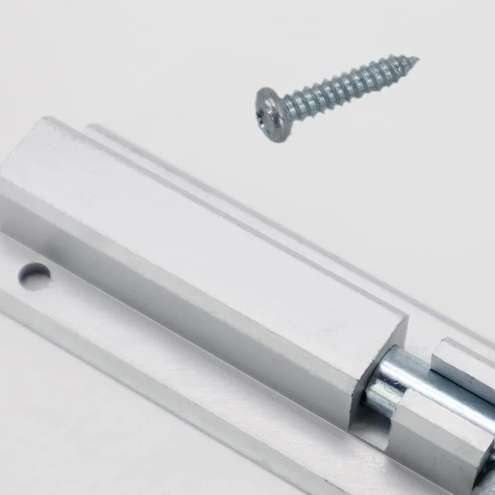 Slide Door Bolt Latch, Barrel Bolt with Aluminium Alloy Base Stainless Steel Latch Core, Heavy Duty Solid Gate Sliding Latch Lock Security Guard Hardware, Included Screws, 4.56in - 4pack