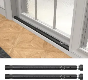 Sliding Door Security Bar 18"-51", Adjustable Sliding Door Lock Security Bar, Window Security Bars Inside for Sliding Glass Door Home Apartment Safety, Burglar Proof, Black, 2 Pack
