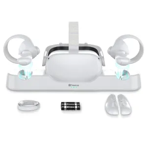 Smatree Quest 2 Charging Dock for Quest 2 VR Headset, Charge Controllers and Headset Simultaneously,[Updated Fit Elite Strap], with 2 Rechargeable Controller Batteries(NO AC Adapter)