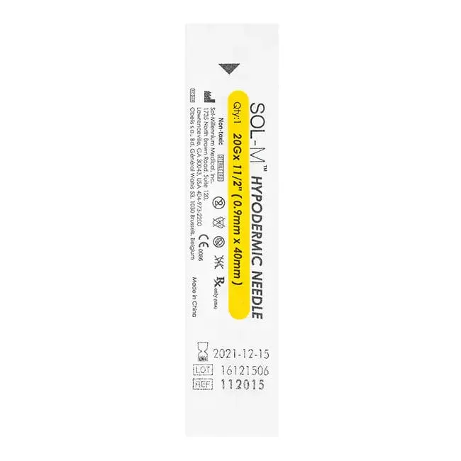 Sol-M Hypodermic Needle 20G 38mm