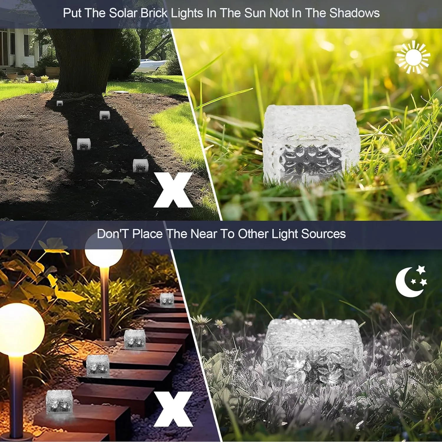 Solar Brick Lights-Outdoor Solar Lights for Yard-Solar Brick Landscape Path Light 6 Pack LED Light Brick Garden Decor for Pathway Patio Walkway Backyard Decoration, DS-XBZ-1-1-1