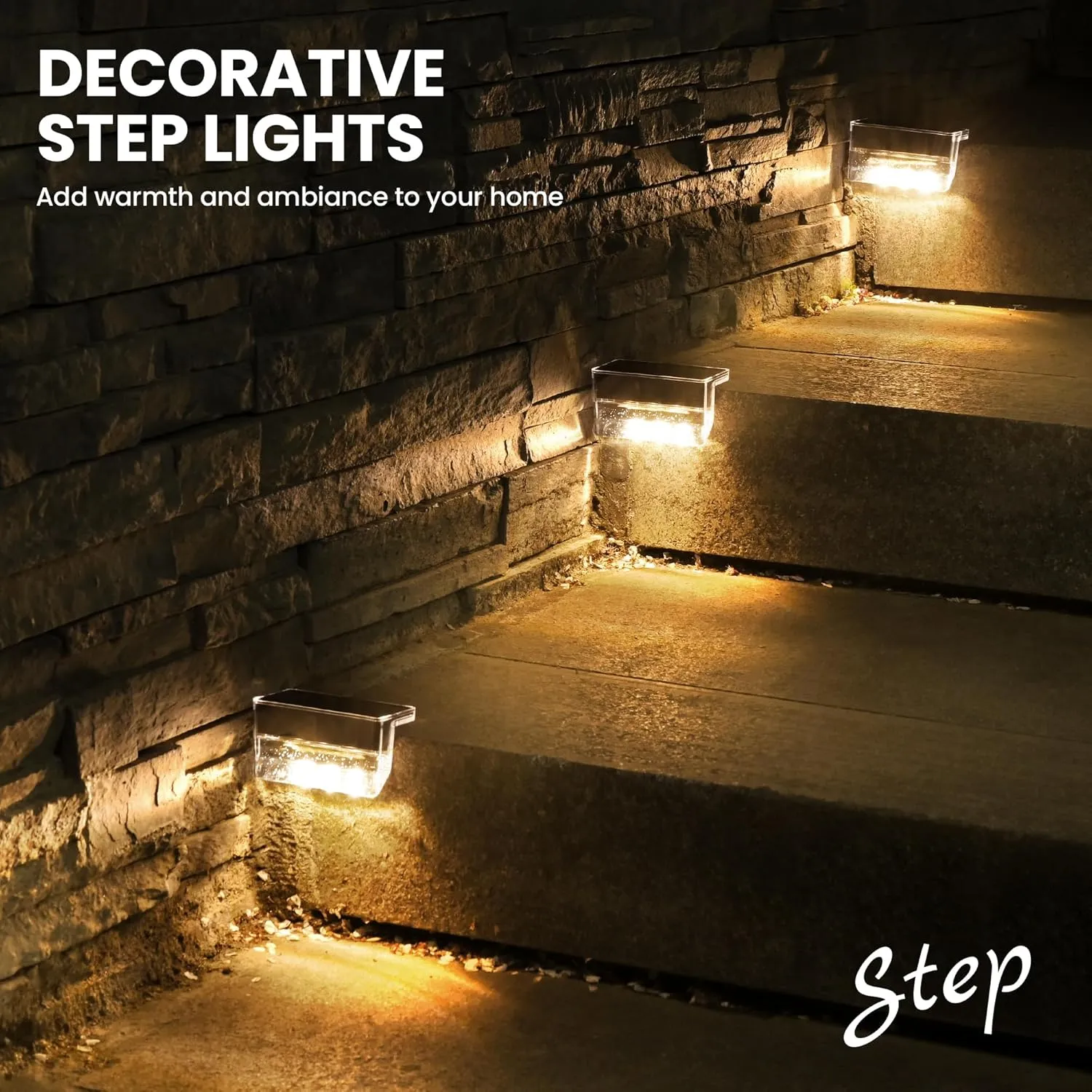 Solar Deck Lights, Solar Step Lights Outdoor Solares Powered Waterproof for Stairs Fence Balcony Patio Yard Garden Railing and Pool Decor(6pack, Warm White)