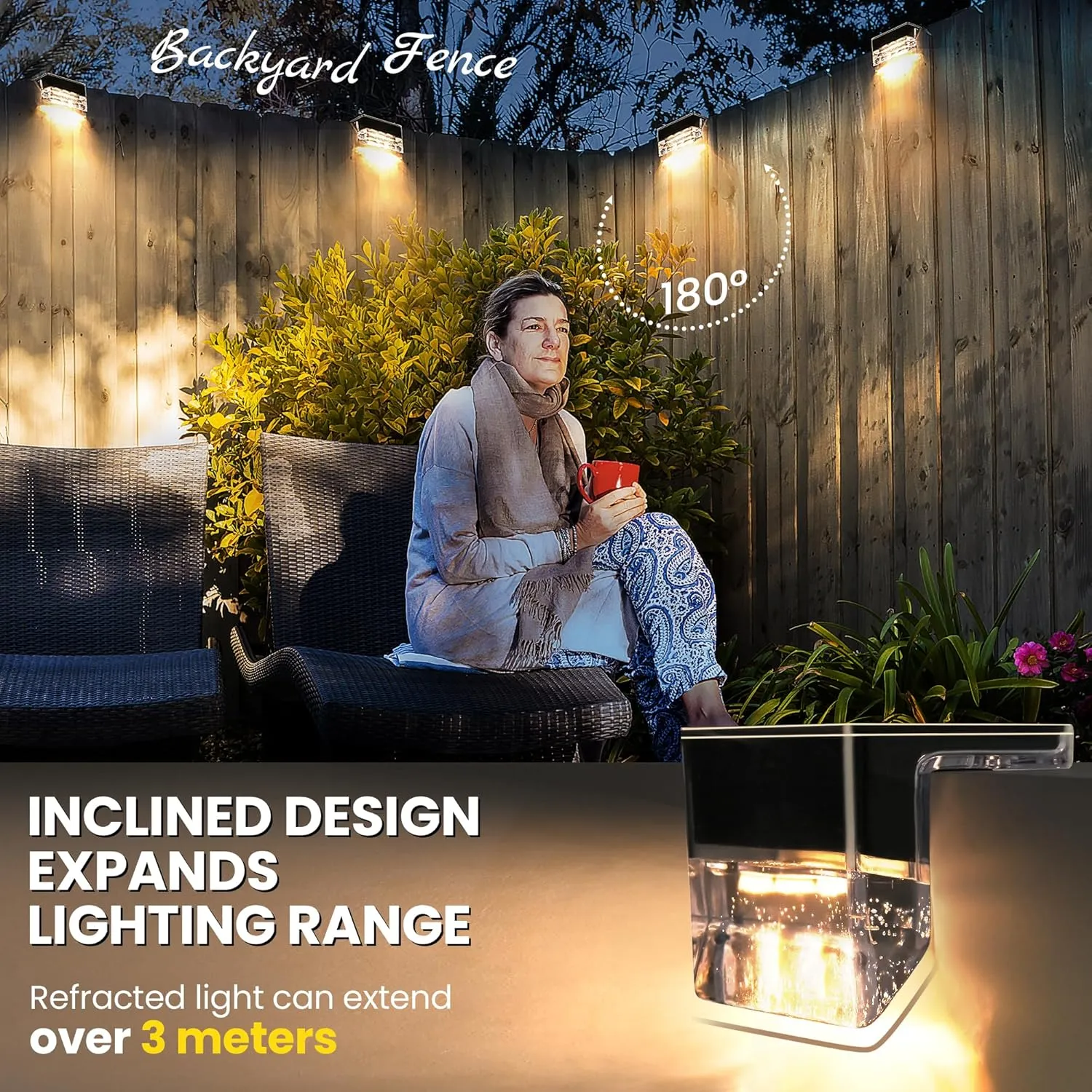 Solar Deck Lights, Solar Step Lights Outdoor Solares Powered Waterproof for Stairs Fence Balcony Patio Yard Garden Railing and Pool Decor(6pack, Warm White)