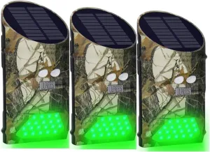 Solar Deer Feeders Lights Motion Activated Green Hog Lights Night Hunting for Predator Coyote Pig Varmint(G300)(3-Pack)