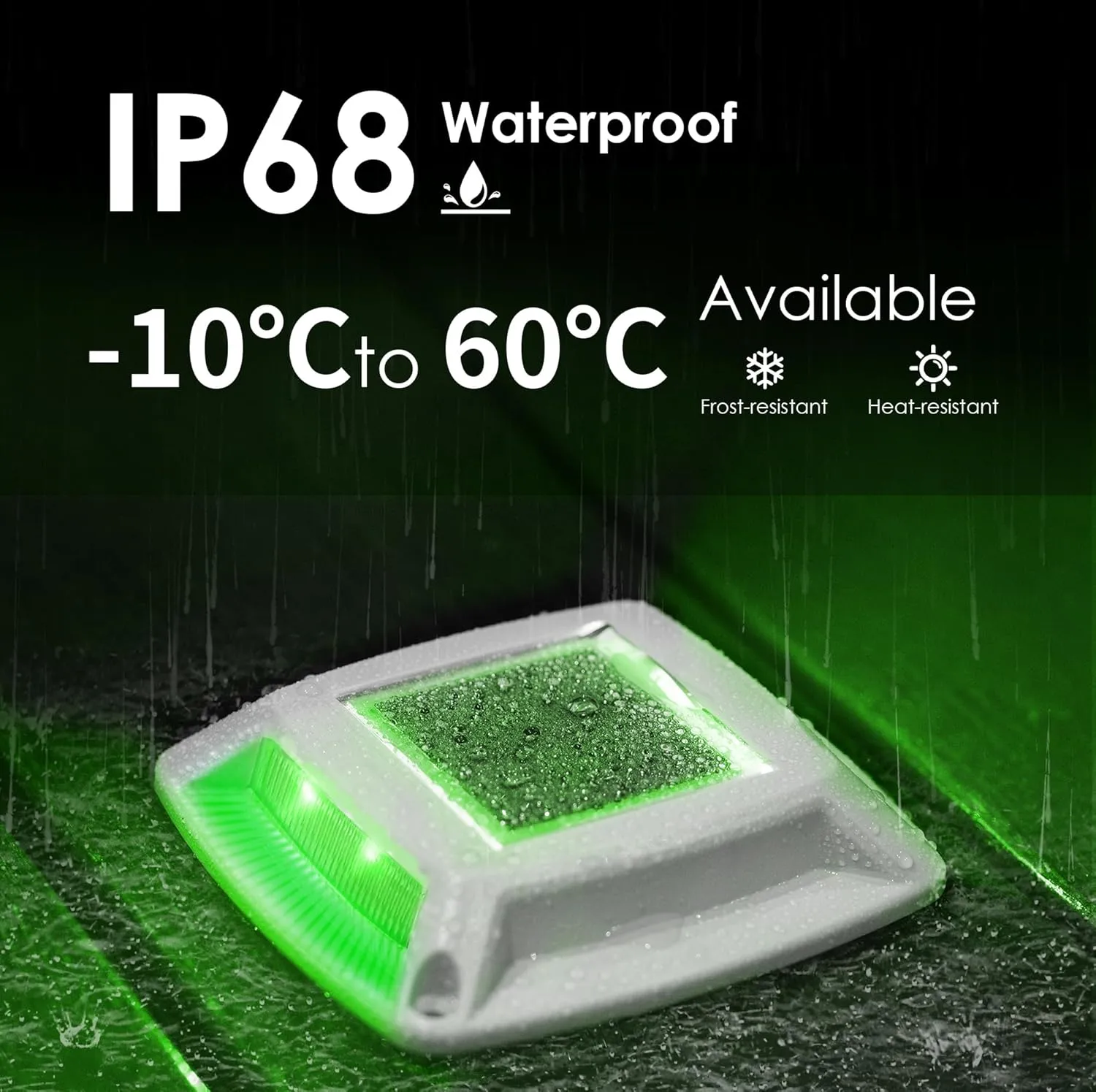Solar Driveway Lights 12-Pack - 4 LED IP68 Waterproof Marine Solar Dock Lights | Solar Powered Safety Markers for Pathway/Sidewalk/Garden/Stair/Deck | Auto Dusk to Dawn (Green)