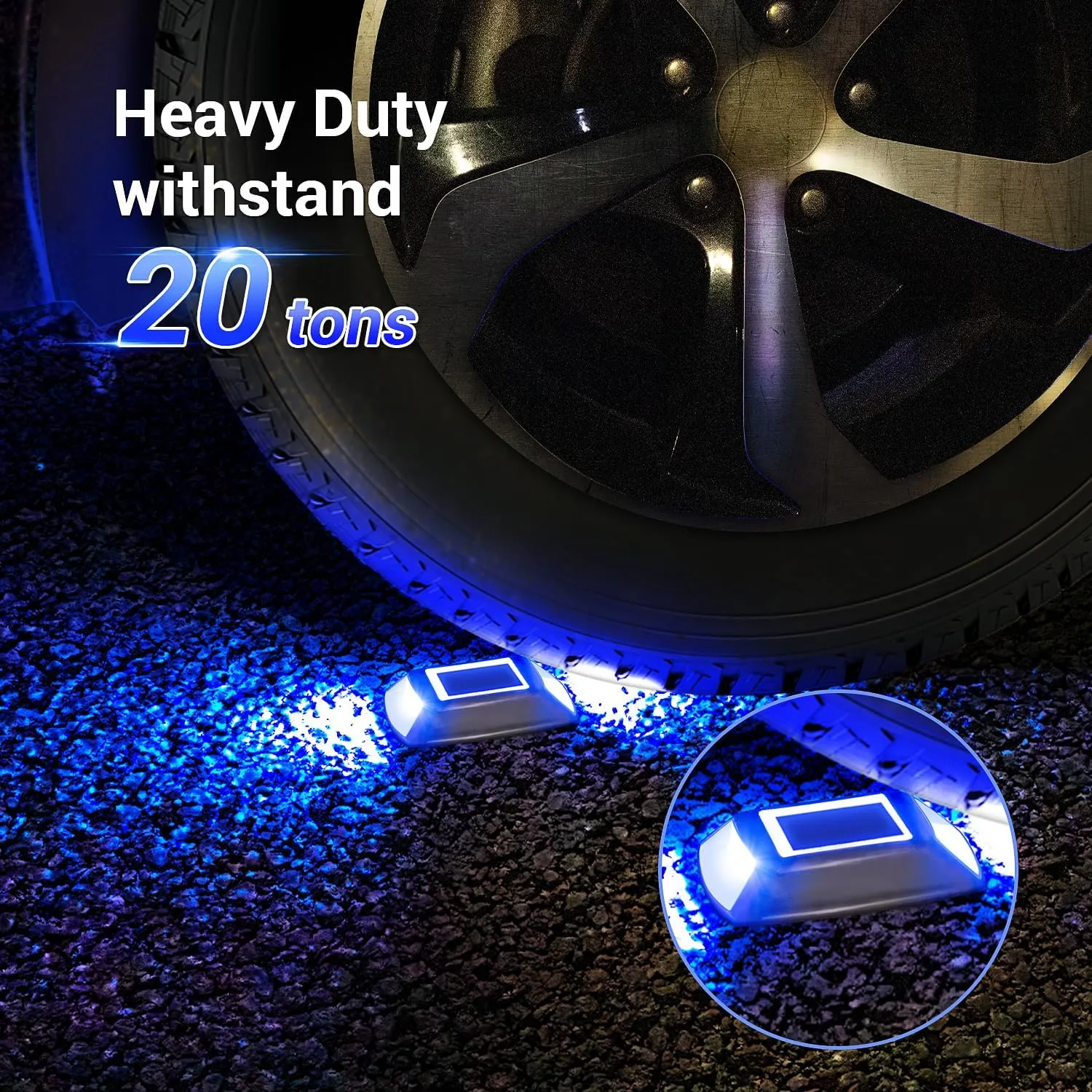 Solar Driveway Lights 16 Pack, Solar Powered IP68 Waterproof Dock Lights, 4 LED Driveway Markers Deck Light for Dock, Pathway, Walkway, Sidewalk, Garden, Yard, Stair, Marine Use (Blue)