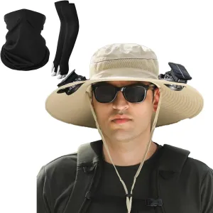 Solar Fan Hat,Sombrero con ventilador Solar,Solar Powered Outdoor Fishing hat,2 Solar Fan