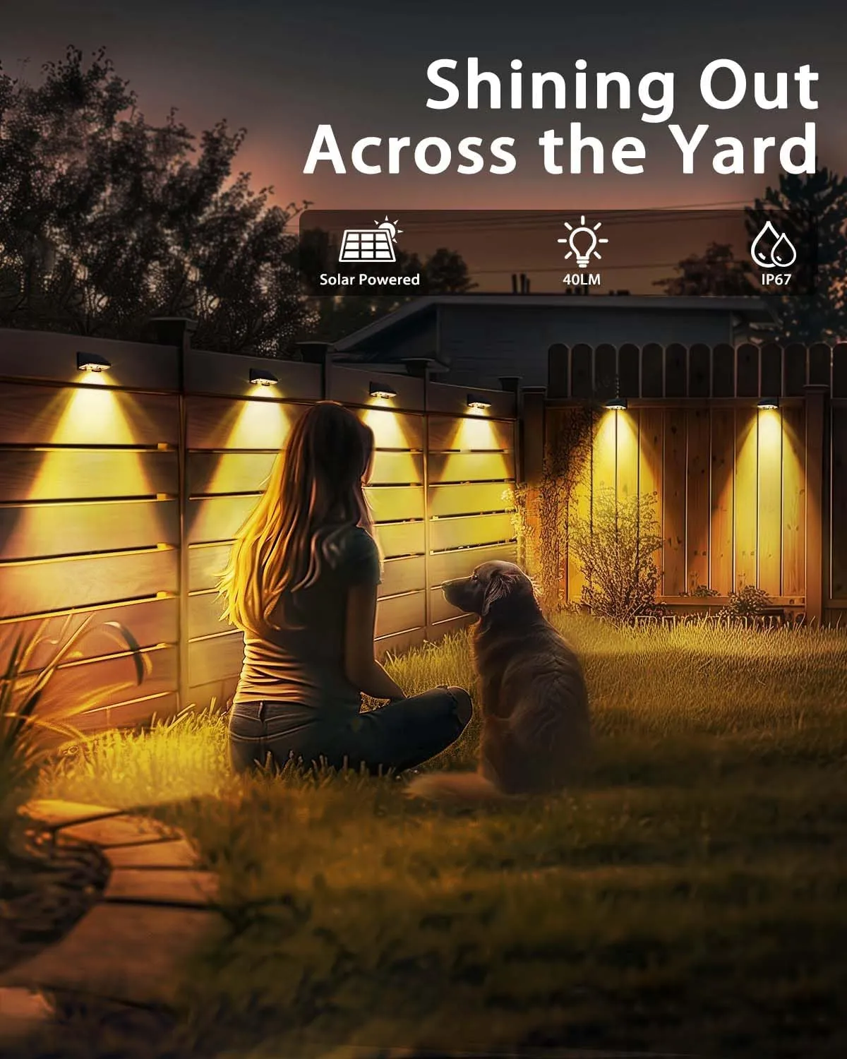 Solar Fence Lights Outdoor 12-Pack | IP67 Waterproof Wall Lights | Dusk to Dawn Auto-On/Off, Easy to Install | Decorative Solar Lights for Deck, Patio, Yard, Step, Garage, Pool (Warm White)