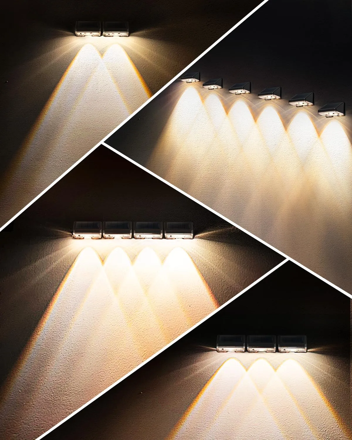 Solar Fence Lights Outdoor 12-Pack | IP67 Waterproof Wall Lights | Dusk to Dawn Auto-On/Off, Easy to Install | Decorative Solar Lights for Deck, Patio, Yard, Step, Garage, Pool (Warm White)