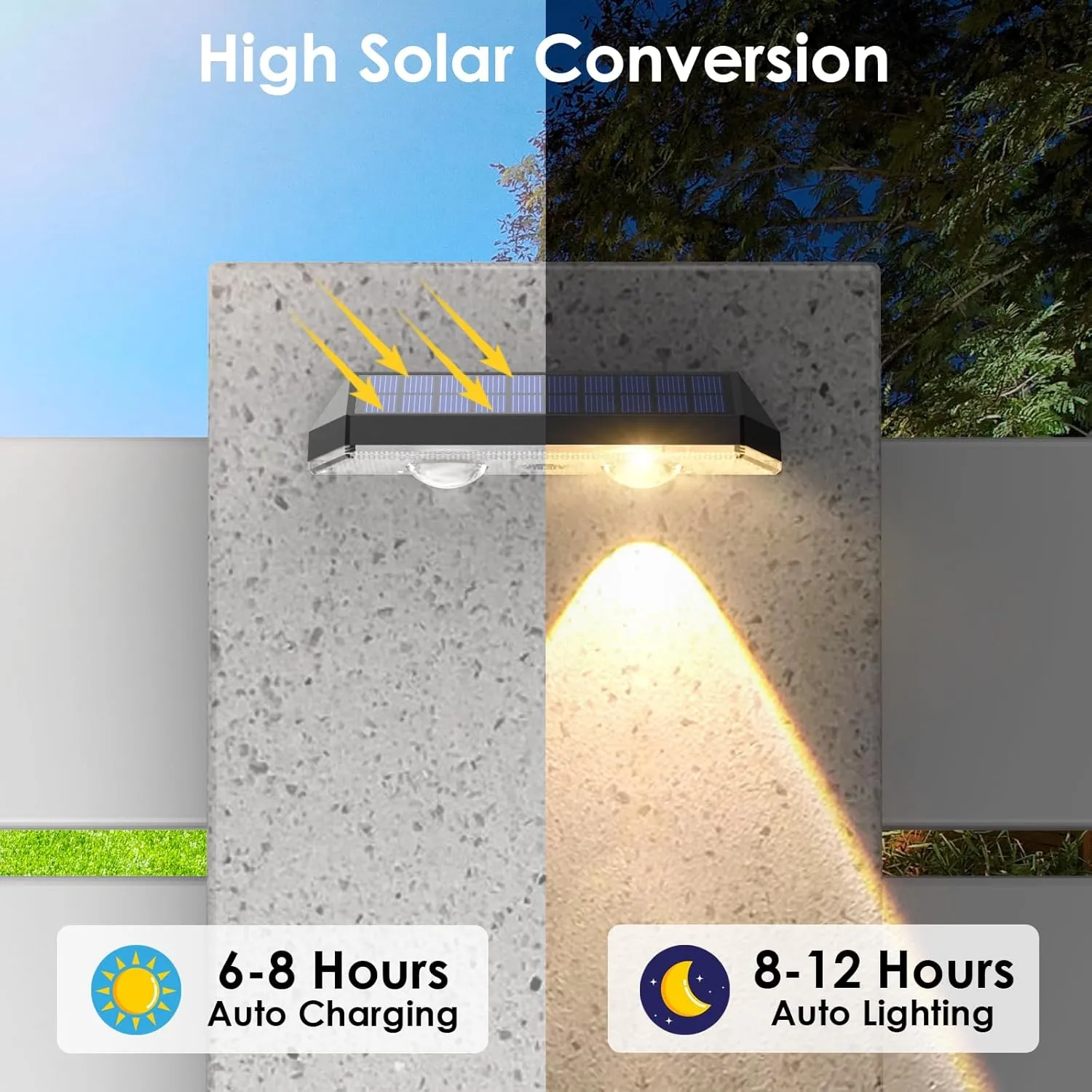 Solar Fence Lights Outdoor - 2700/4000/6000K 3 Mode, IP65 Waterproof Fence Solar Lights Outdoor, Fence Light Solar Powered for Outside, Backyard/Railing/Step/Patio/Wall and home improvement(8 pack)