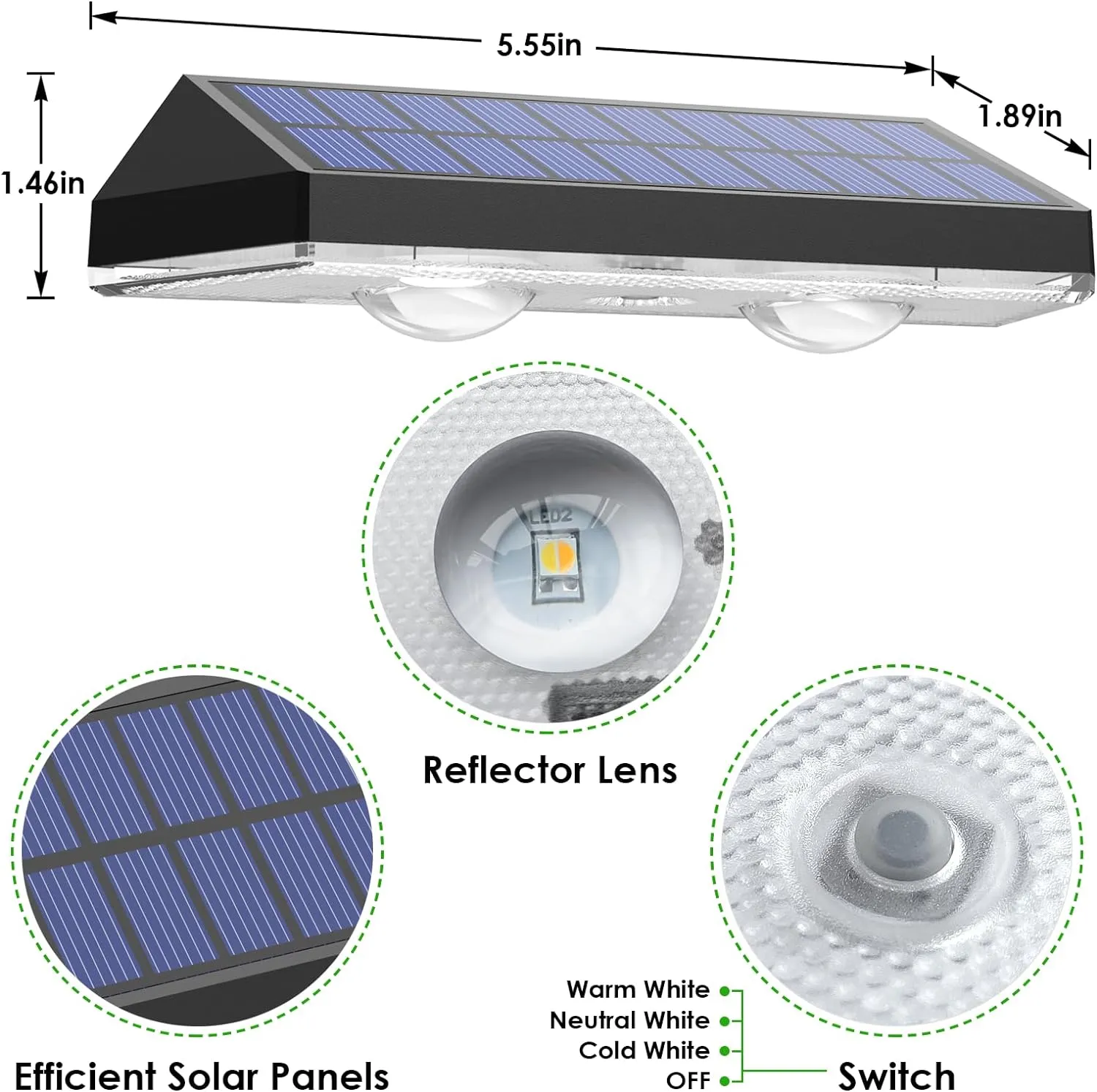 Solar Fence Lights Outdoor - 2700/4000/6000K 3 Mode, IP65 Waterproof Fence Solar Lights Outdoor, Fence Light Solar Powered for Outside, Backyard/Railing/Step/Patio/Wall and home improvement(8 pack)