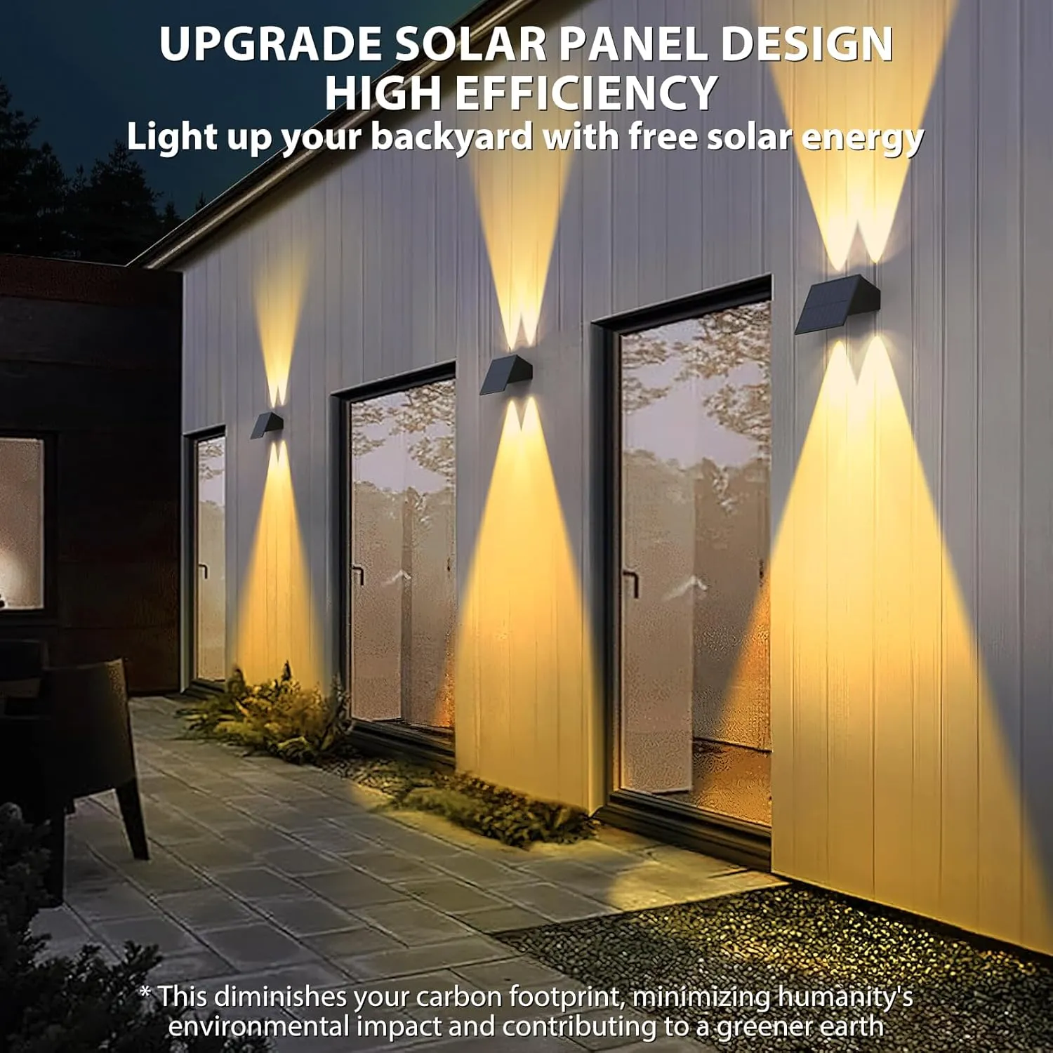 Solar Fence Lights,6Pack Solar Lights Outdoor Warm White Up & Down Wall Lights Waterproof 100 Lumens Dusk to Dawn Solar Powered Fence Light for Outside/Backyard/Pool/Railing/Patio/Porch/Step