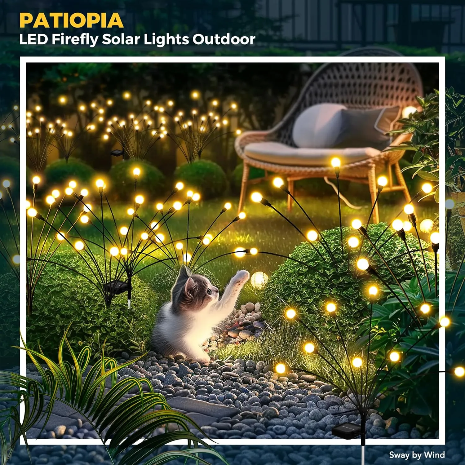 Solar Garden Lights, 40 LED Firefly Garden Lights Solar Outdoor, Solar Lights for Outside Sway by Wind,Solar Lights Outdoor Waterproof for Christmas Yard Patio Pathway Decoration (4 Pack)