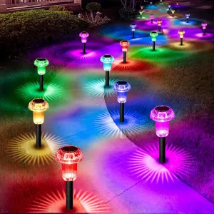 Solar Lights Outdoor 16 Pack Pathway Lights Color Changing LED Waterproof Mushroom for Garden Landscape Path Lawn Yard Decor