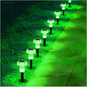 Solar Lights Outdoor Pathway Lights 8 Pack LED Waterproof Green Mushroom Shape for Garden Driveway Walkway Landscape Path Lawn Yard Decor